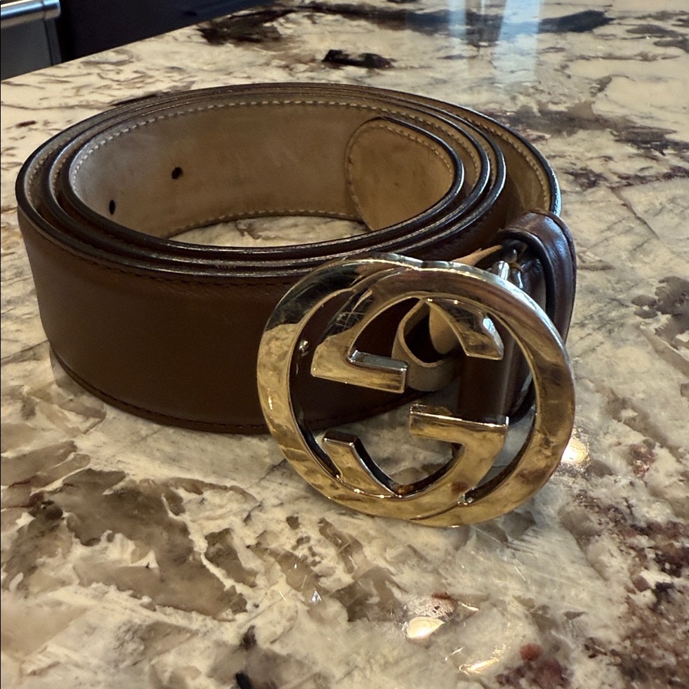 GUCCI Interlocking GG Gold Belt 38